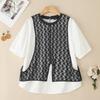 ZANZEA Women Casual Round Neck Loose Short Sleeve Patchwork Blouse