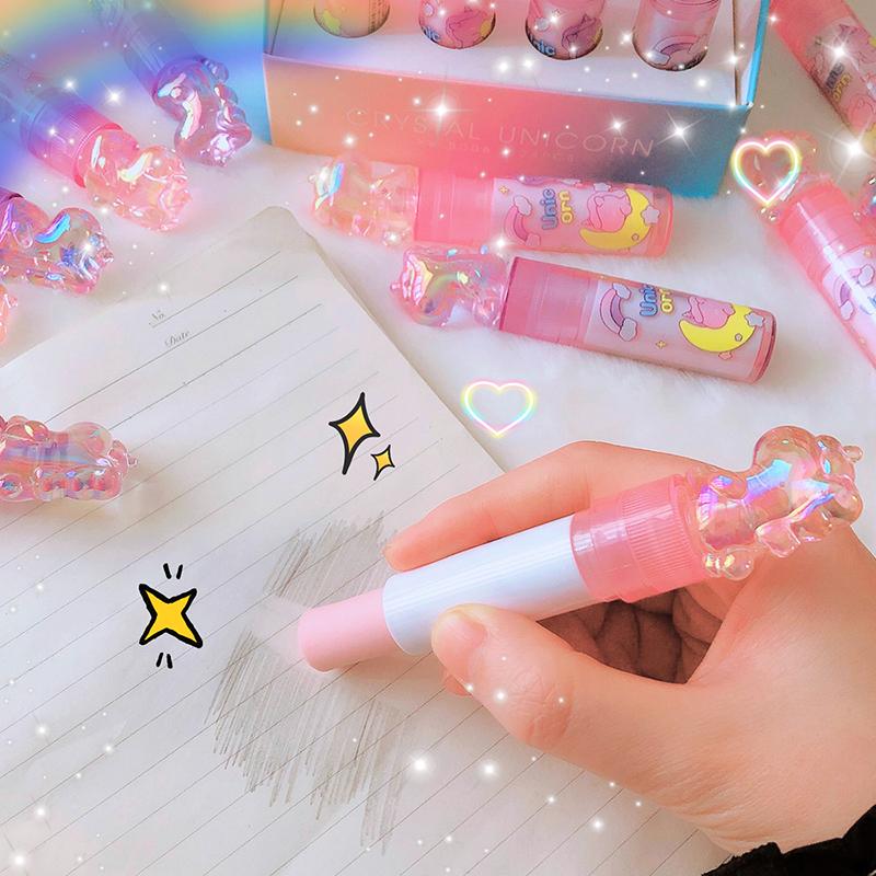 1Pcs Kawaii Lipstick Design Unicorns Rubber Erasers Student Correction Tool Kids School Office Supplies Gift Creative Stationery