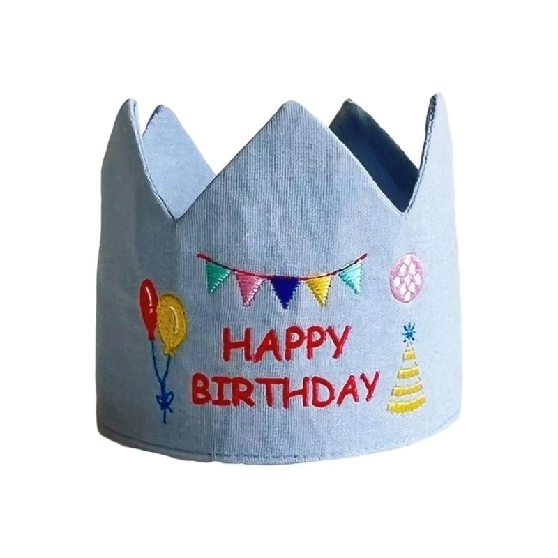 Handmade Birthday Crowned Hat For Baby First Birthday Party Photography Soft Cloth Embroidered Keepsake Accessory