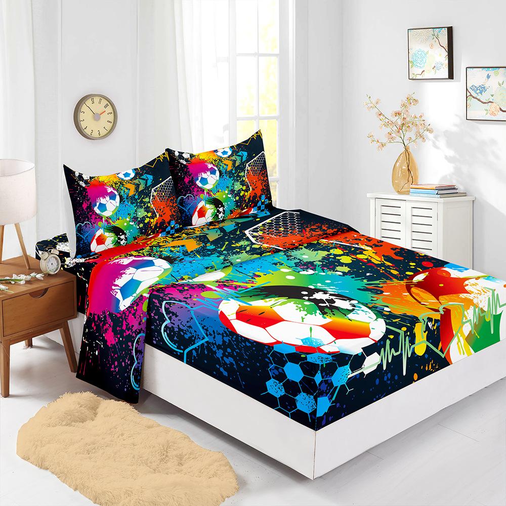 Four-Piece Mattress Football Sports Digital Printing Mattress Protective Cover Bedding Batch