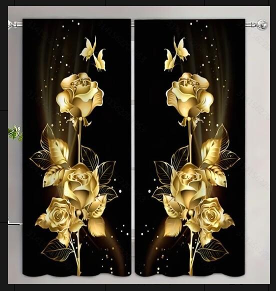 Romantic Water Droplet Red Rose Luxury Window Curtains For Bedroom Living Room Bathroom Kicthen Door Hall Cupboard On Sale 2PCS