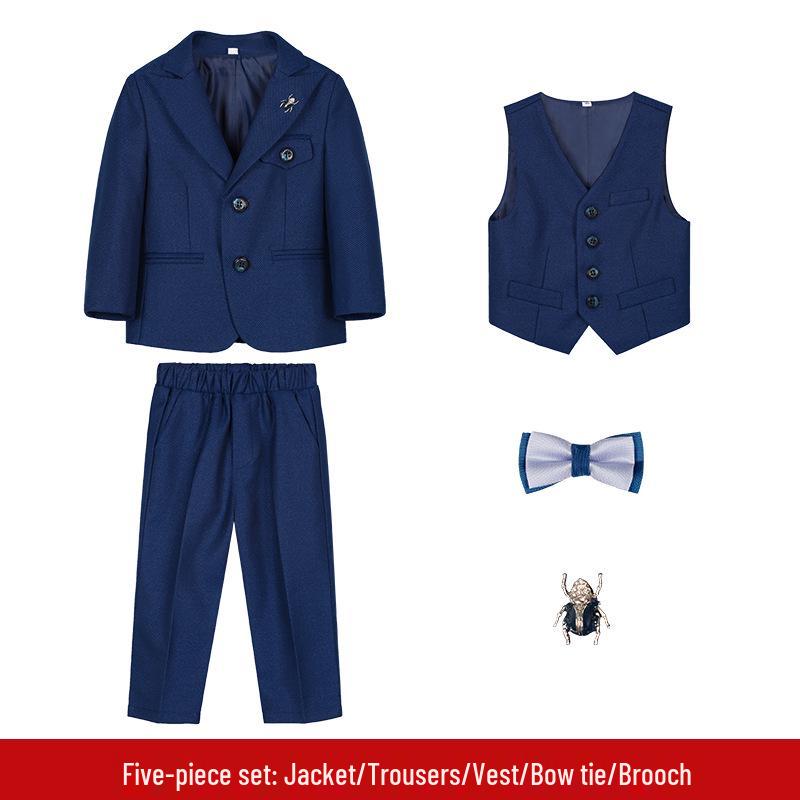 

Детский набор смокинга для весны/осени - Однотонный, в британском стиле, Идеально подходит для мероприятий и выступлений для мальчиков 120cm, 19-23kg