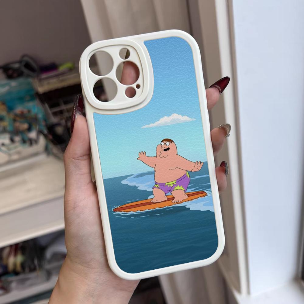 Family Peter Griffin Cartoon Phone Case For Iphone 16 15 14 12 13 Pro Max 11 Mini Xs Puls Lambskin Silicone Cover