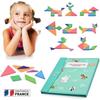 Zabawka edukacyjna - LX - 96 Magnetyczne Puzzle Tangram - Podróże i karty - Zielony - Mieszany