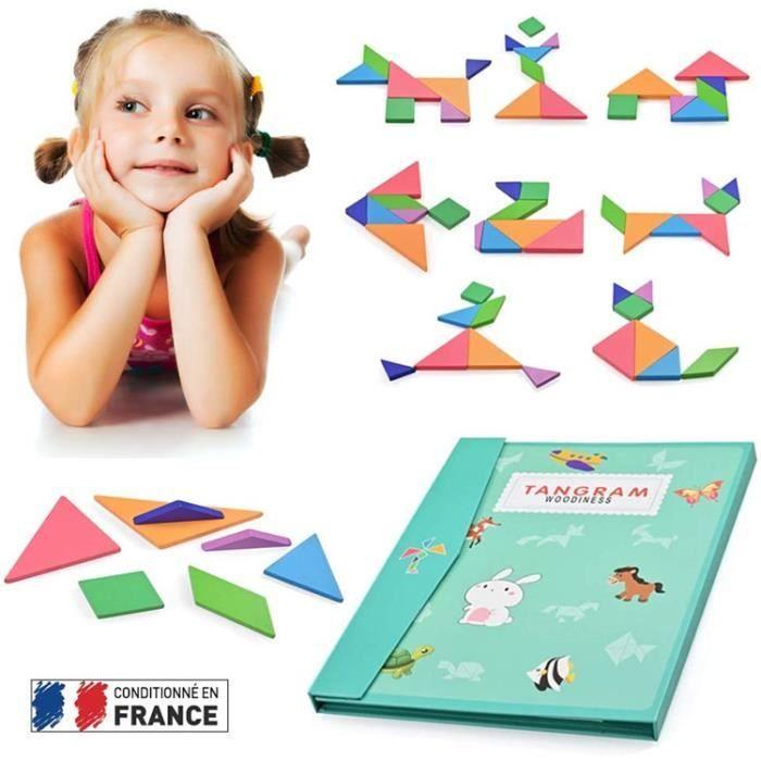 Vzdělávací hračka - LX - 96 Magnetické Tangramové puzzle - Cestování a karty - Zelená - Smíšené