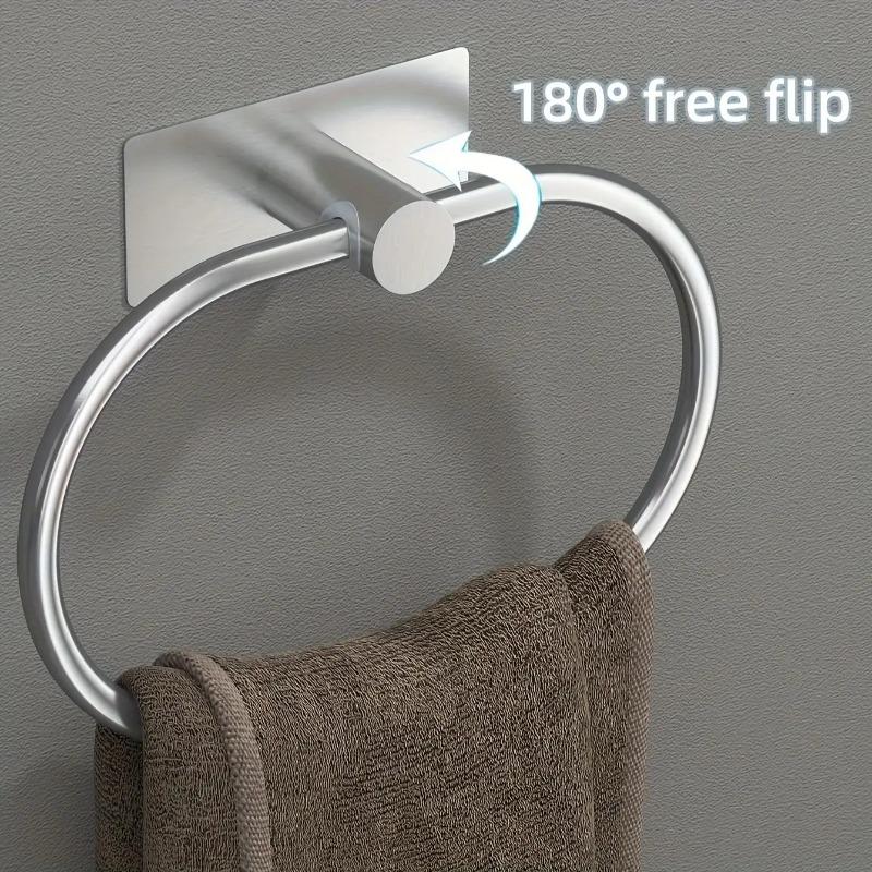 Handtuchhalter aus Edelstahl, selbstklebend, für Badezimmer, Handtücher, schwarz, Waschhandtuchhalter, Ring, Schiene, Bar, Aufbewahrungszubehör für die Küche