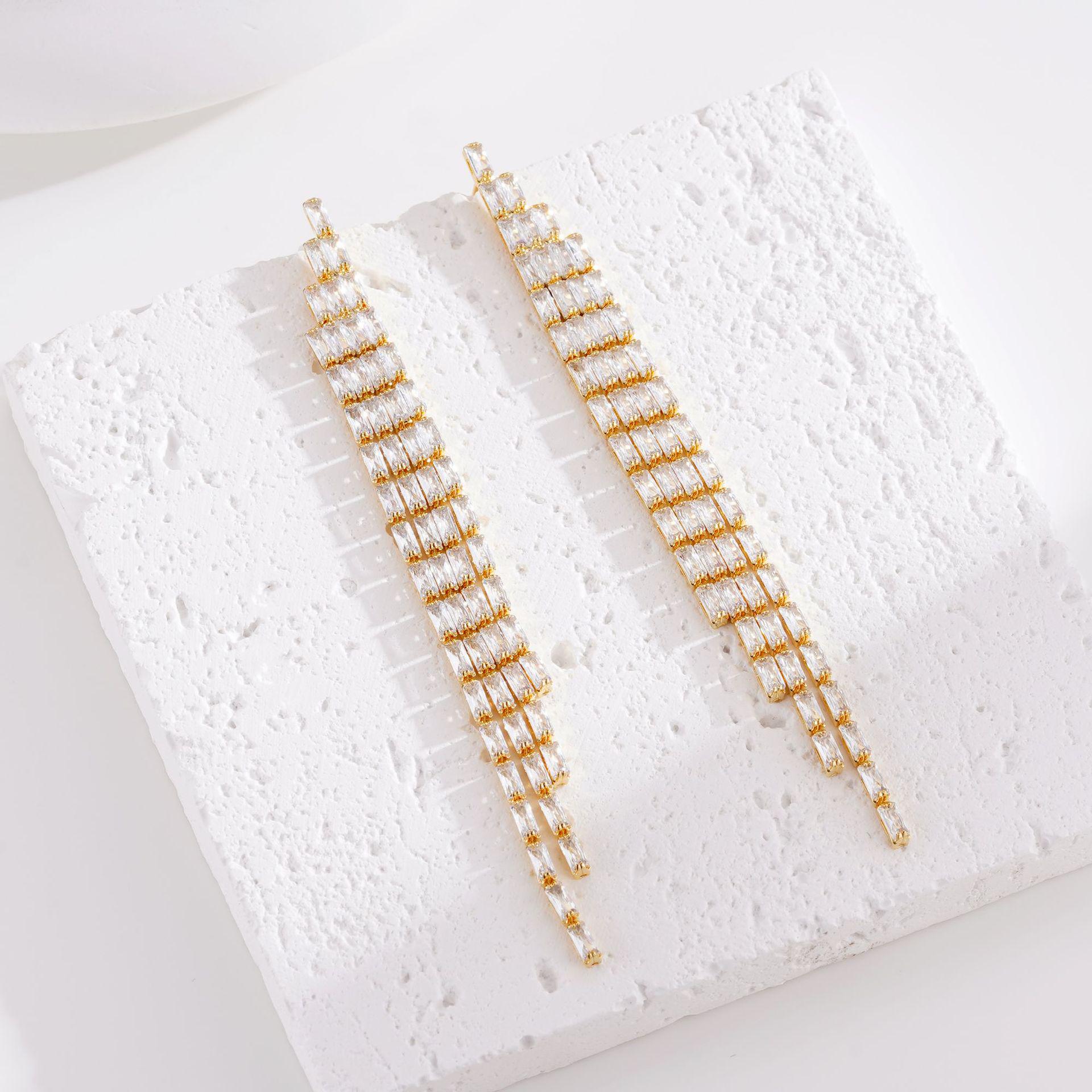 

Серьги-кисточки из циркона высокого качества с бриллиантами - Роскошное золото/серебро для свадеб и вечеринок