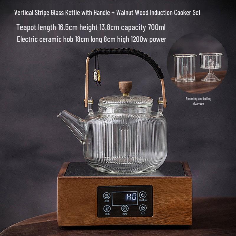 Glass Tea Kettle & Brewing Set for Induction Cooker: White Pot for Boiling, Steaming & Health-Preserving Tea at Home