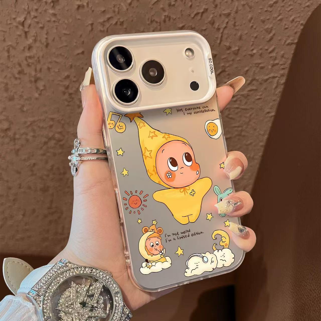 Trendy Cartoon Flower Rabbit Star Phone Case for Apple iPhone 17, 16 Pro, 15 Pro, 14, 13 iPhone 16 Pro Max