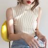 Spring - Summer Turtleneck Knitted Camisole Tank Top for Women Outer - Wear Sleeveless T - Shirt Inner - Wear Thin Base Layer Top