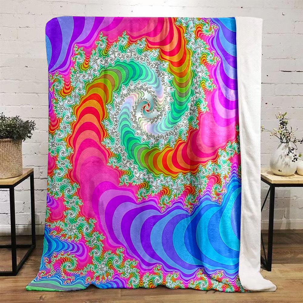 Colorful Spiral Fractal Pattern Design Patterned flannel blanket perfect for the bedroom living room, sofa, or a little nap