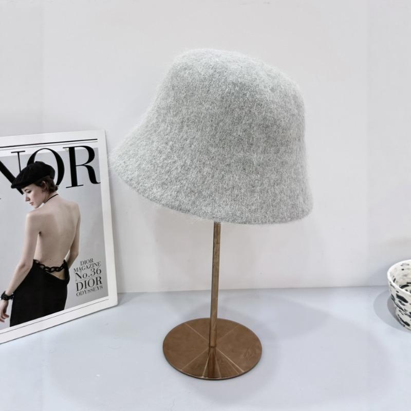 

25 early autumn new wool bucket hat women s winter temperament simple and elegant solid color basin hat warm bucket hat tide