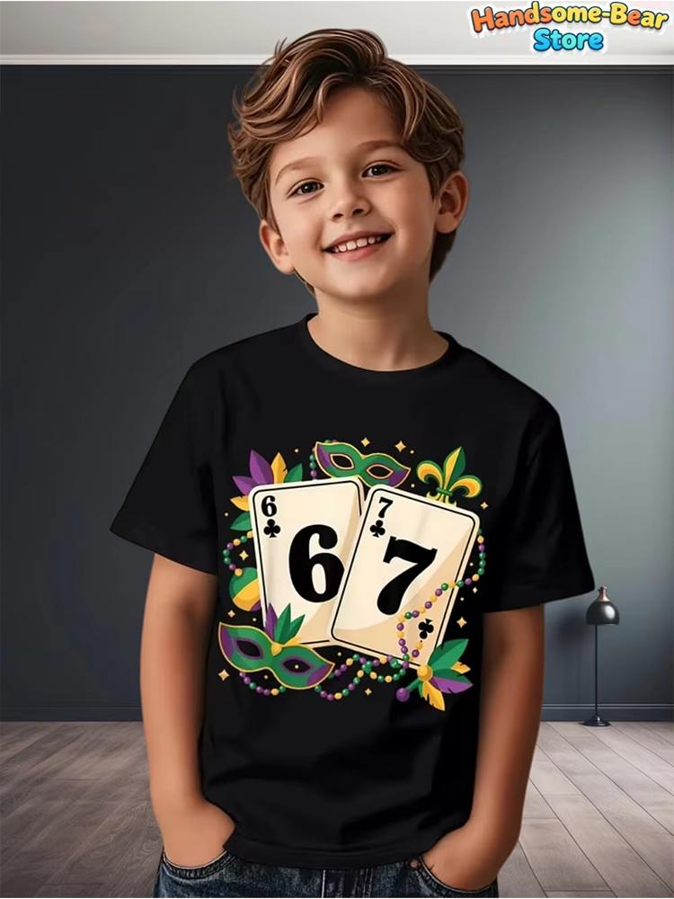 Kids 67 Themed Colorful Print TShirt Soft Cotton Fabric Breathable and Comfortable Ideal for Toddlers and Childrendf0259