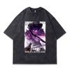 Japanese I Alone Upgrade Animation Printing Short-Sleeved T-Shirt Retro Washed Old Casual Half-Sleeved T-Shirt