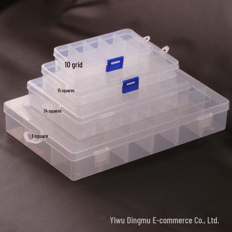 15-Compartment Plastic Jewelry Box with Adjustable Dividers and Transparent Lid for Accessories 10 compartments