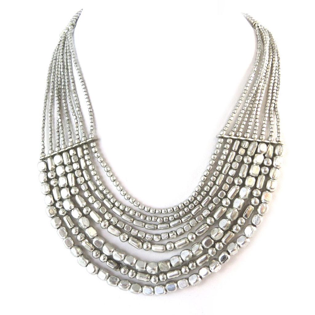 Les Trésors De Lily [N8258] - Silver 'Cléopatra' Designer Necklace
