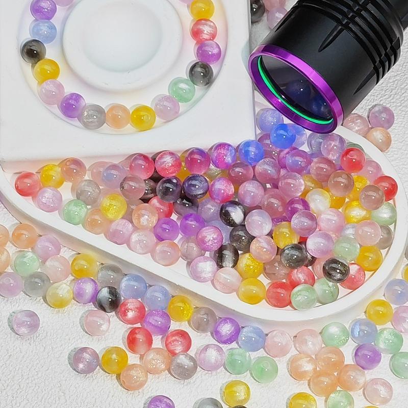 10Pcs 10mm UV Reactive Cat Eye Resin Beads Vibrant Color for DIY Necklace Bracelet Earring Handmade Jewelry Crafts