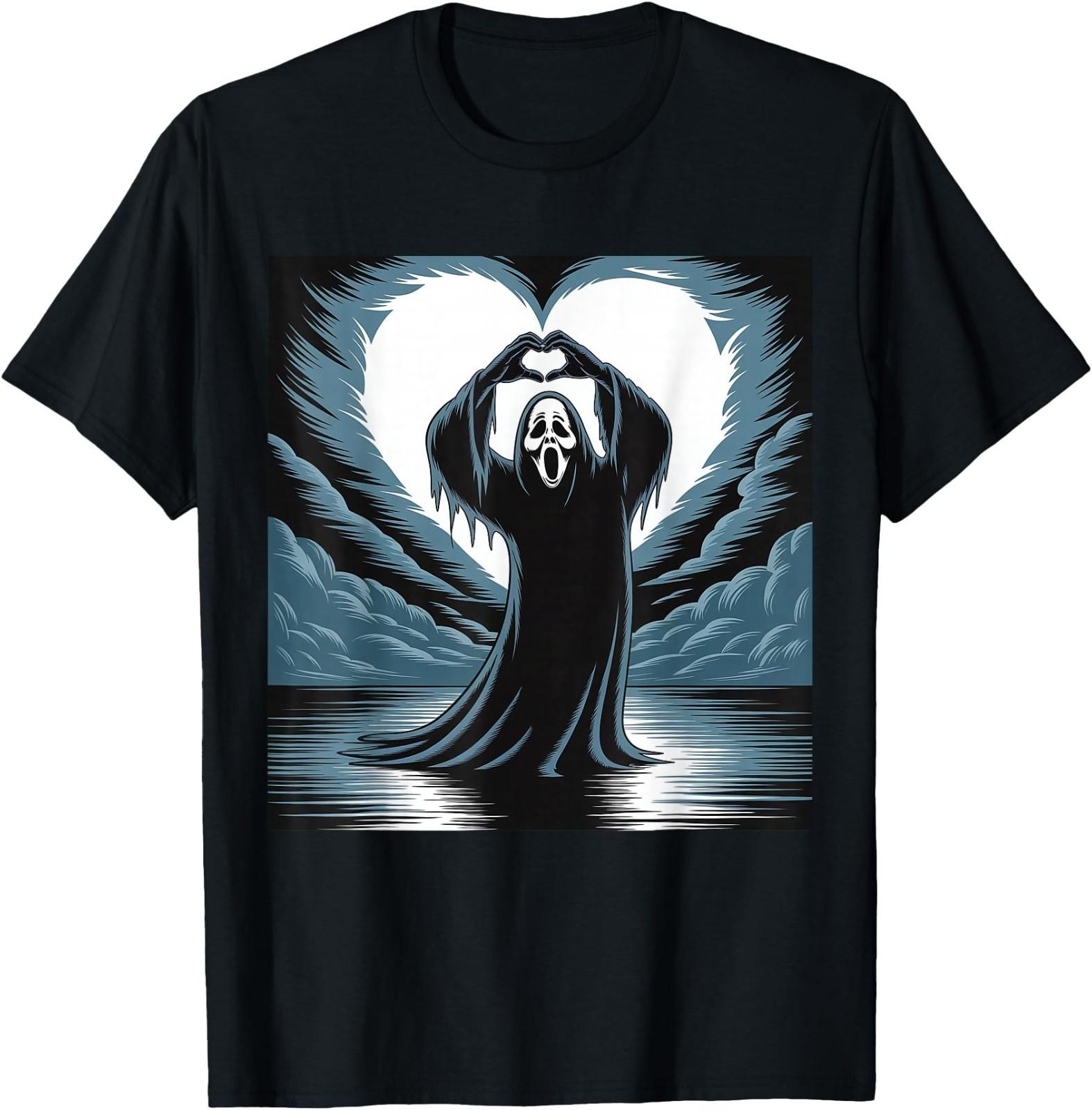 Funny Spooky Season Ghost Scary Face Horror Halloween T-Shirt L