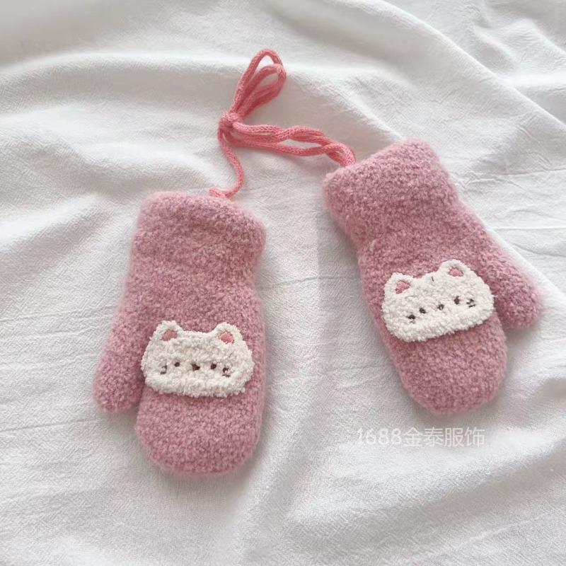 - Years old, blogger, children's baby gloves, winter velvet warm bunny bear children's neck bag finger batch