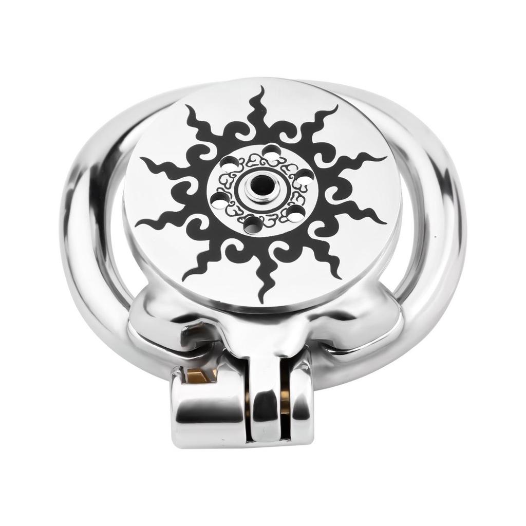 Sunflower Design Stainless Steel Chastity Belt for Men with Flat Negative Electrode Lock - Adult Product