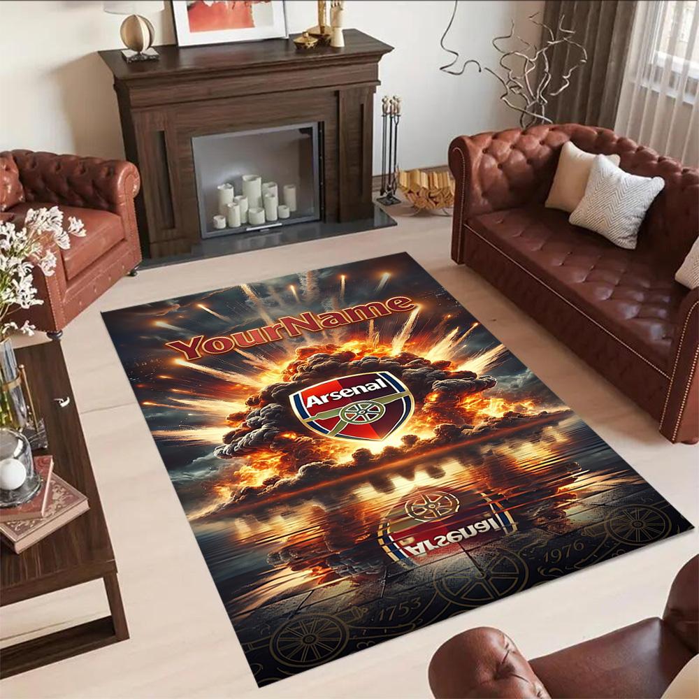 Arsenal Personalized Name Area Rug Perfect for Game Room Balcony Playrooms Entryway Antislip Carpet Anime Office Decor Birthday/Christmas Gift
