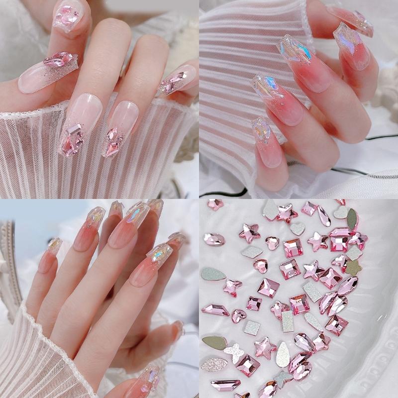100Pcs/set Elegant Rhinestones 3D Nail Art Crystal Rhinestones Nail Tips Decor