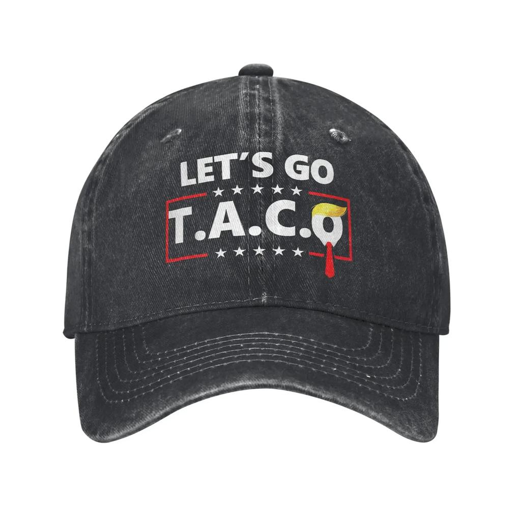 Let's Go Taco Baseballkappen Vintage Used Denim Gewaschen Sonnenschirm Unisex Stil Outdoor Alle Jahreszeiten Reise Geschenk Kappen Hut