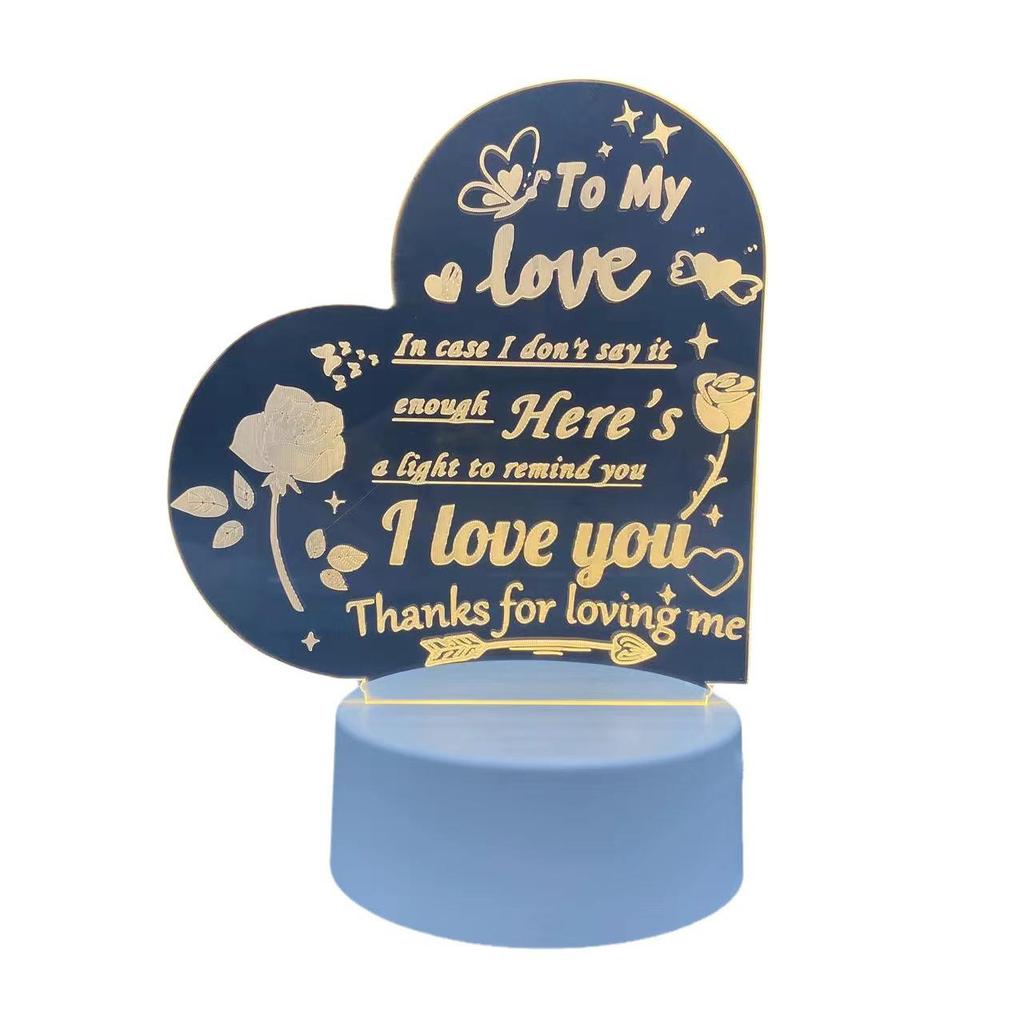 Love-Shaped 3D Acrylic Night Light Puzzle for Holiday Greetings
