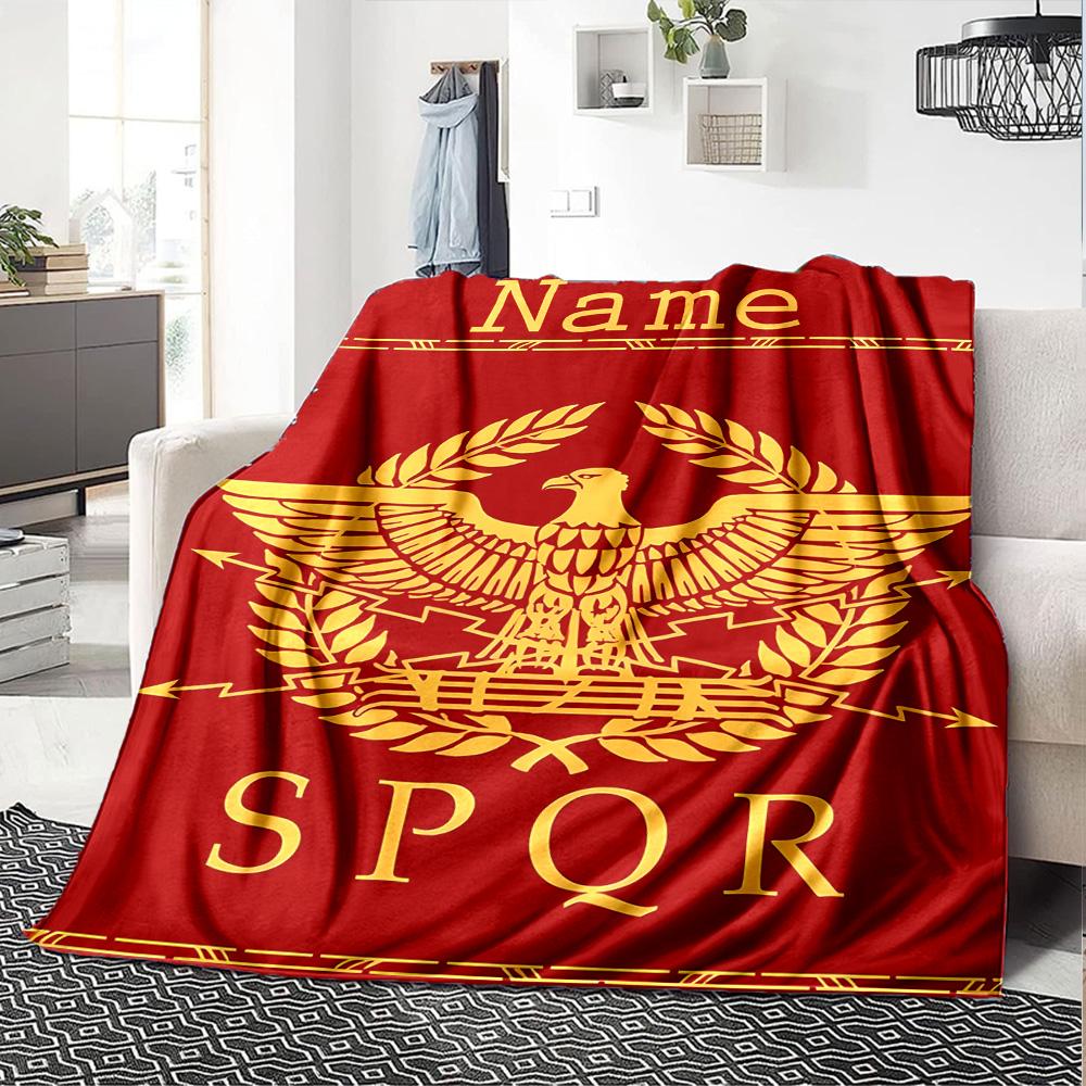 Customiz Name Personality SPQR logo Blanket Soft &Warm Sofa Office Bed Travel Lunch Break Blanket, Gift Suitable All Seasons