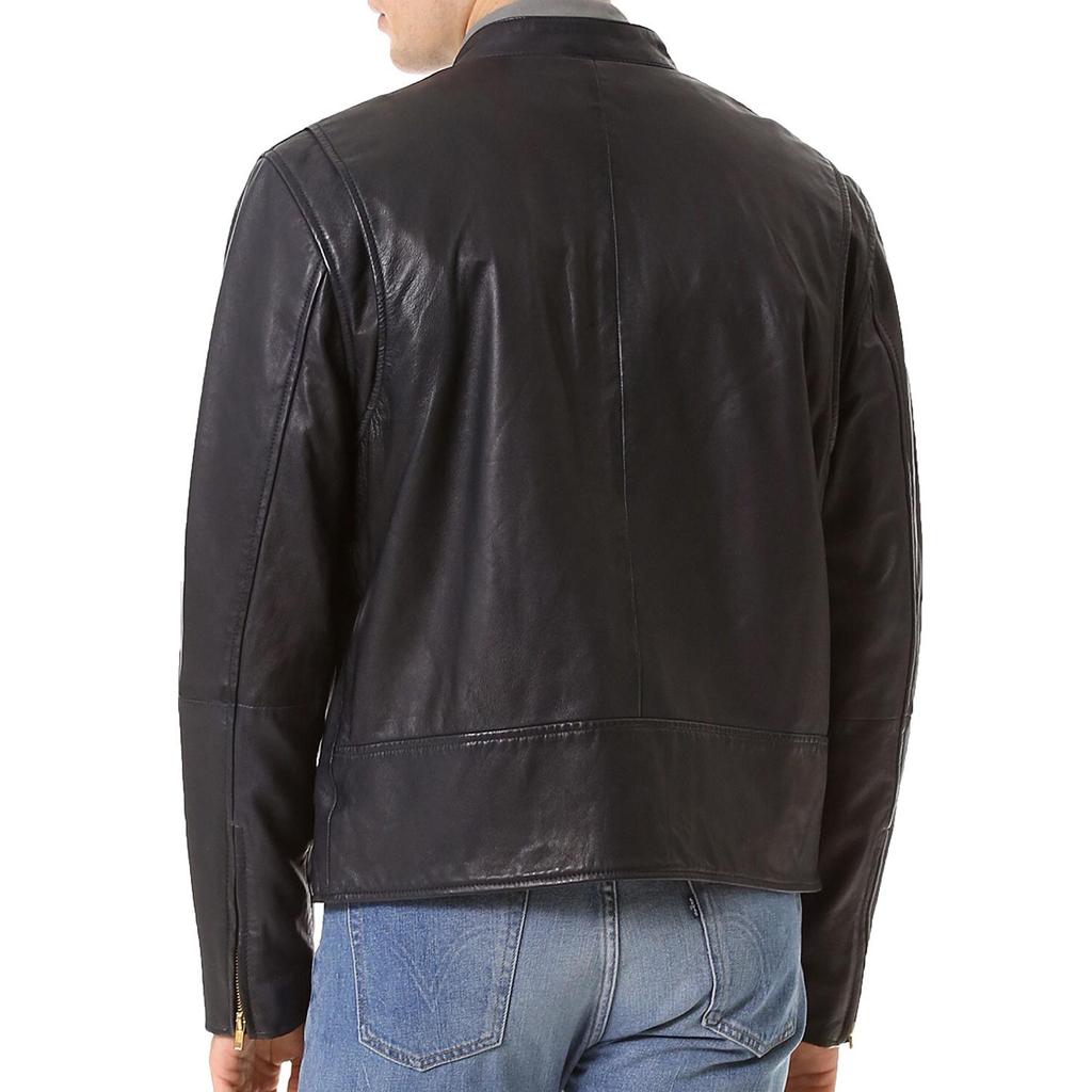 SkinOutfit Men's Genuine Lambskin Black Leather Jacket Stylish Motorcycle Bomber Biker Outerwear MJ 116