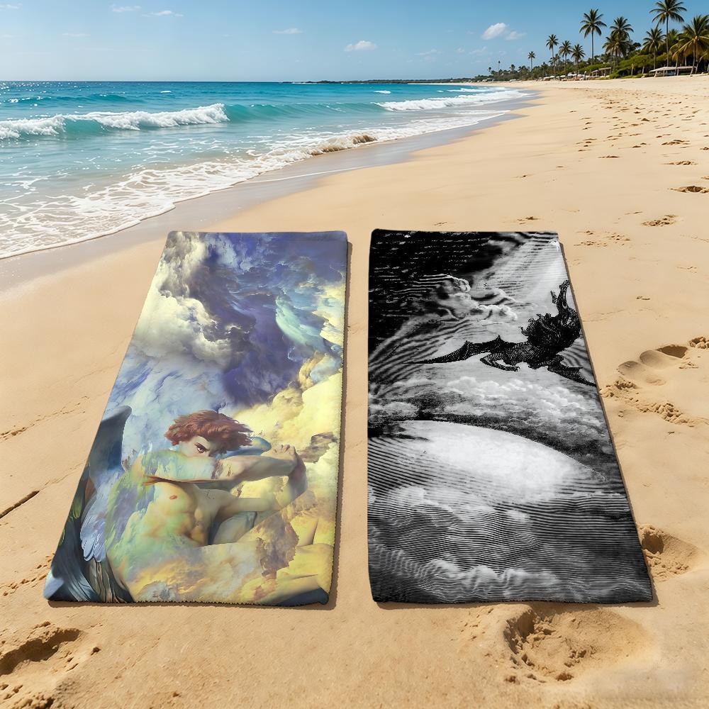 Towel Angel For Outdoor Camping Cool Beach Towel Lucifer Super Absorbent Quick-Drying Summer Towel