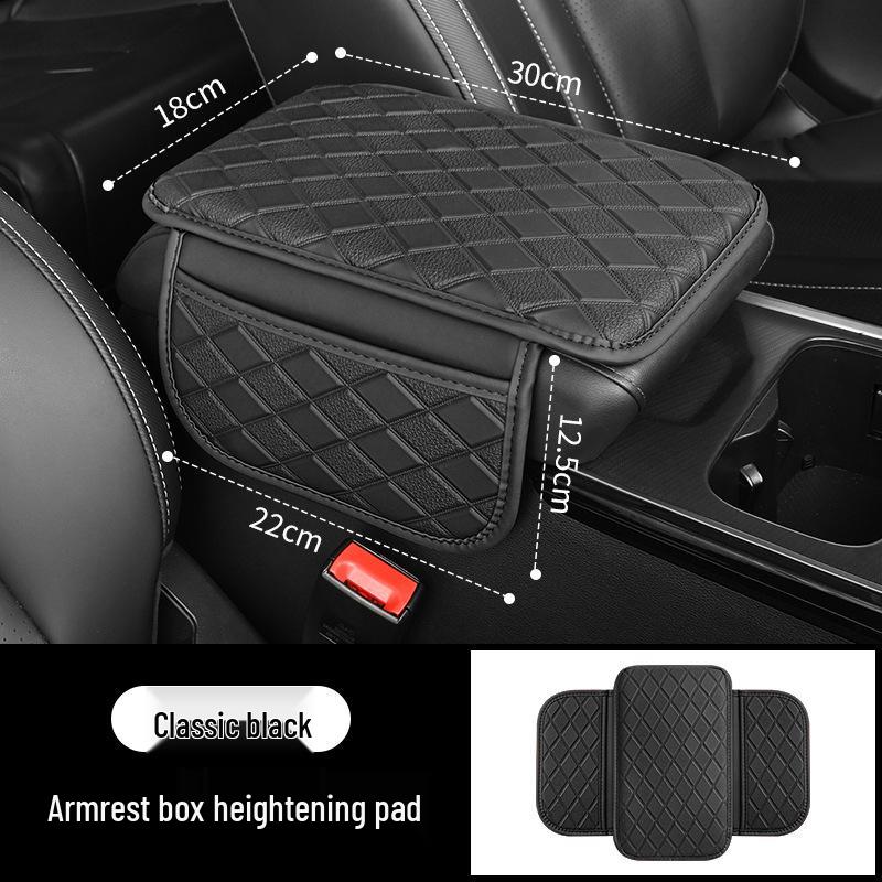 Universal Car Armrest Heightening Pad with Leather Storage Bag