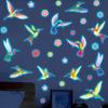 Glow in The Dark Wall Sticker, Hummingbirds Flowers Luminous Wall Decal, Waterproof Self Adhesive Sticker for Kids Room Nursery