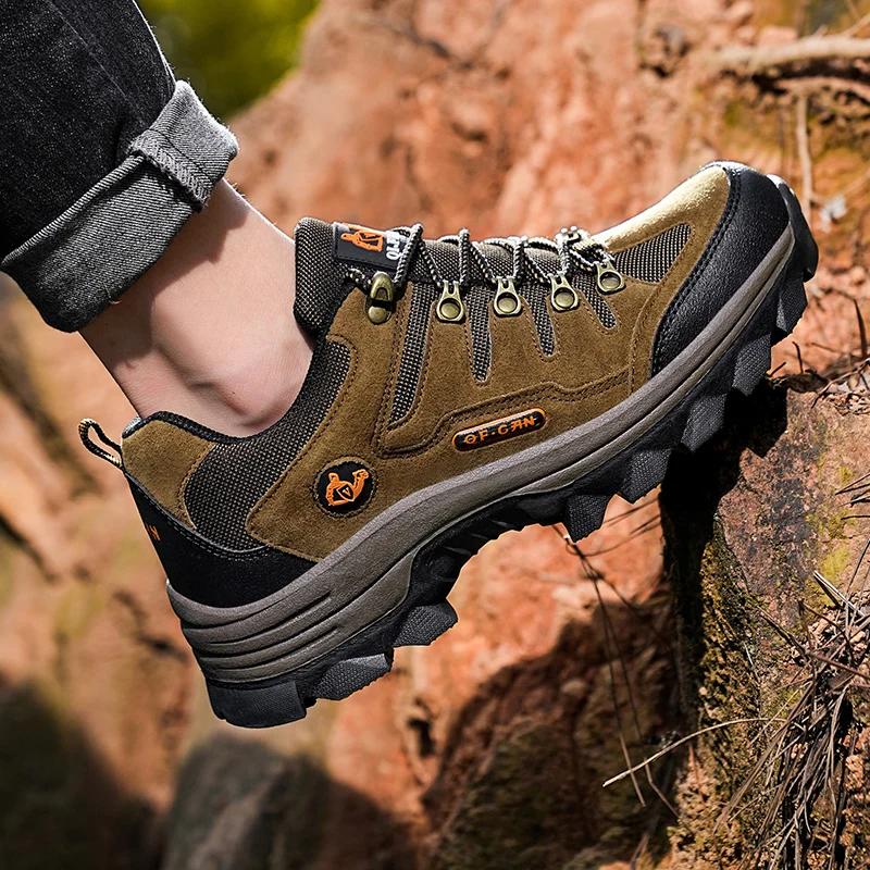 2025 Outdoor Men's Sneaker Autumn Winter Couples Casual Shoes Mountaineering Shoes Men's Leather Walking Shoes Large Footwear