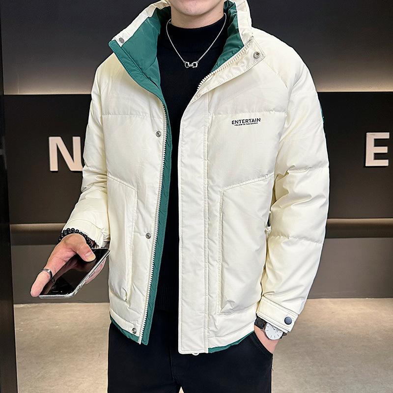 

Зимняя новая модная брендовая теплая пуховая куртка контрастного цвета со стойкой воротником, мужская, можно расстегнуть, два утолщенных пальто 4XL