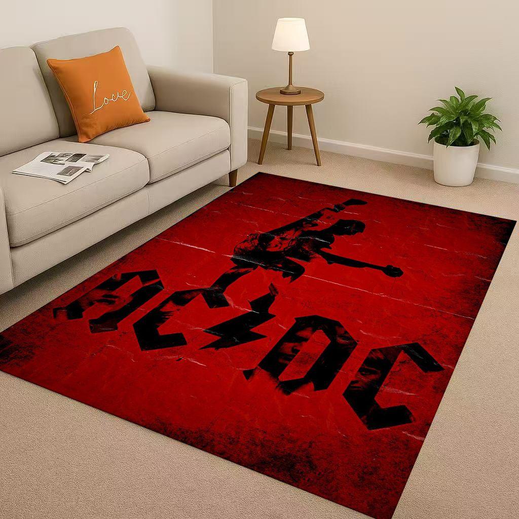 HD A ACDC Rock Band Brian Music Catoon Living Room Non Slip Area Rug Soft Carpet for Bedroom Playroom Sofa,Home Decor Doormat