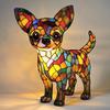 Gatto Cane Figurine in Resina Lampada LED con Interruttore di Alimentazione USB per Decorazione Soggiorno