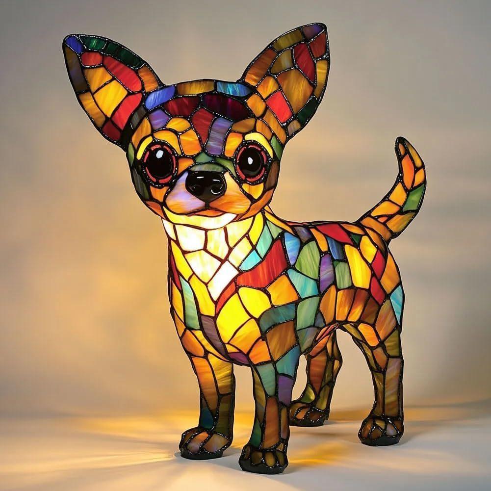 Gatto Cane Figurine in Resina Lampada LED con Interruttore di Alimentazione USB per Decorazione Soggiorno