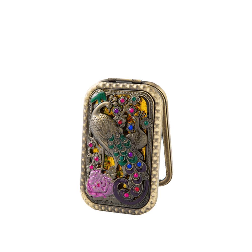 Vintage Peacock Makeup Mirror Retro Double Sided Mirror Luxury Compact Pocket Mirror Beauty Style 2