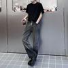 Retro washed gradual change jeans men's Korean version loose straight pants summer thin casual wide legs