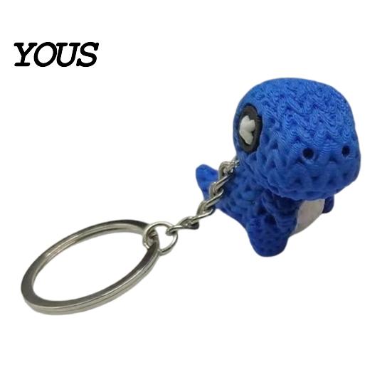 Dinosaur Keychain Pendant, 3D Printed Mini Blue Pendant Knitted Texture Design Keyring for Keys Backpacks Gifts Backpack Charm