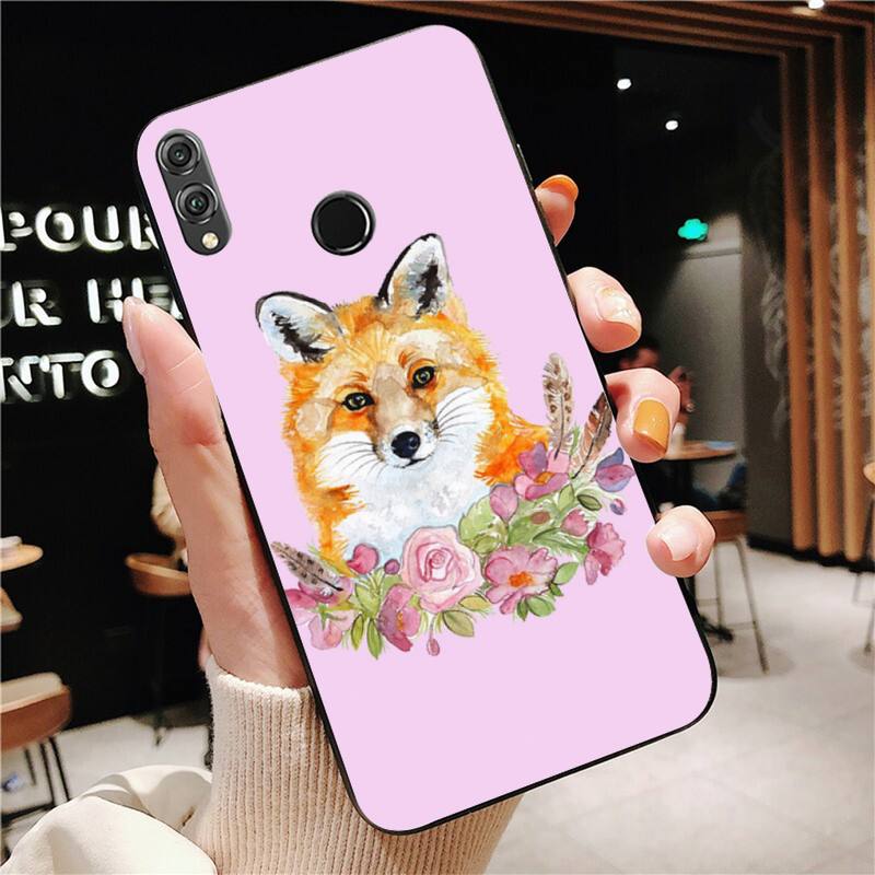 YNDFCNB Tier Hund Katze Fuchs Pfau Aquarell Malerei Handyhülle Für Huawei Honor 8X 8A 9 10 20 Lite 30Pro 7C 7A 10i 20i