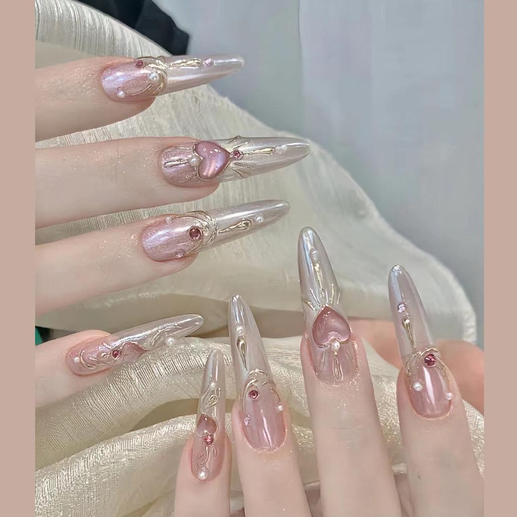Sailor Moon Manicure Wearing Armor Highlight Cat Eyes Love Gradient French Removable Fake Nail Patch
