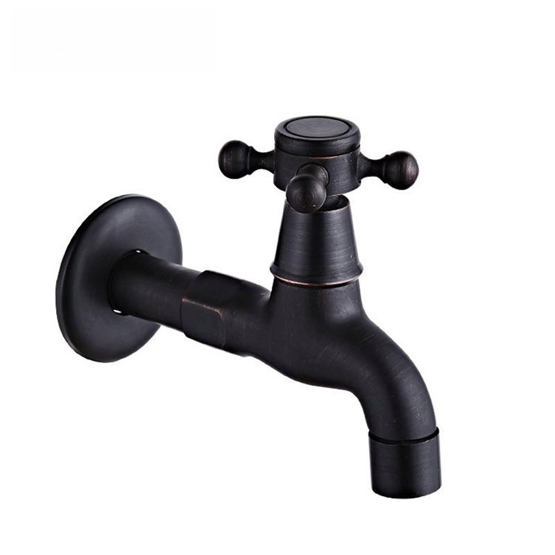 Bathroom Black Single Cold Tap Wall Washing Machine Single Tap Cold Water Faucet Garden Black Tap