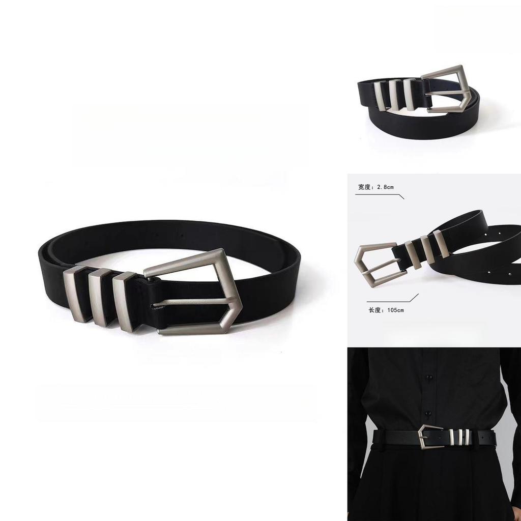 Unique Black Belt Featuring Sleek Metal Buckle For Fashionable Unisex Wear