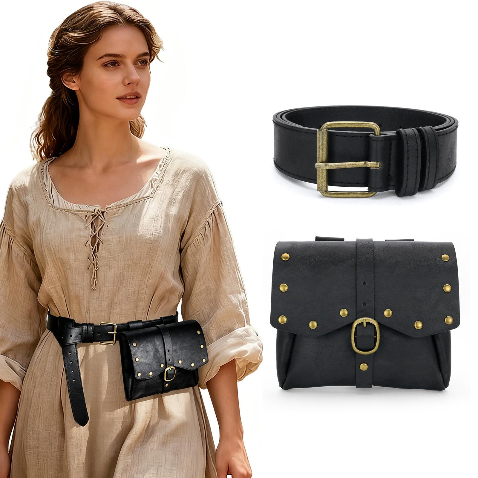 PU Leather Steampunk Retro Belt Bag Waist Phone Pack Halloween Cosplay Outfit Accessory