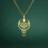 Crescent Moon Lotus Pendant Mace Necklace for Women Stainless Steel Jewelry Neck Link Chain Valentine's Day Christmas Gifts New