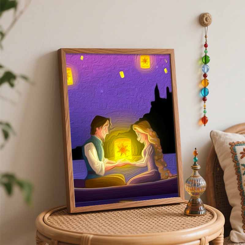 Disney DIY Tangled Rapunzel Lantern Oil Painting Art Painting Kit Home Wall Decor Handmade Gift Art Decor Gift Painting For Bedroom Wall