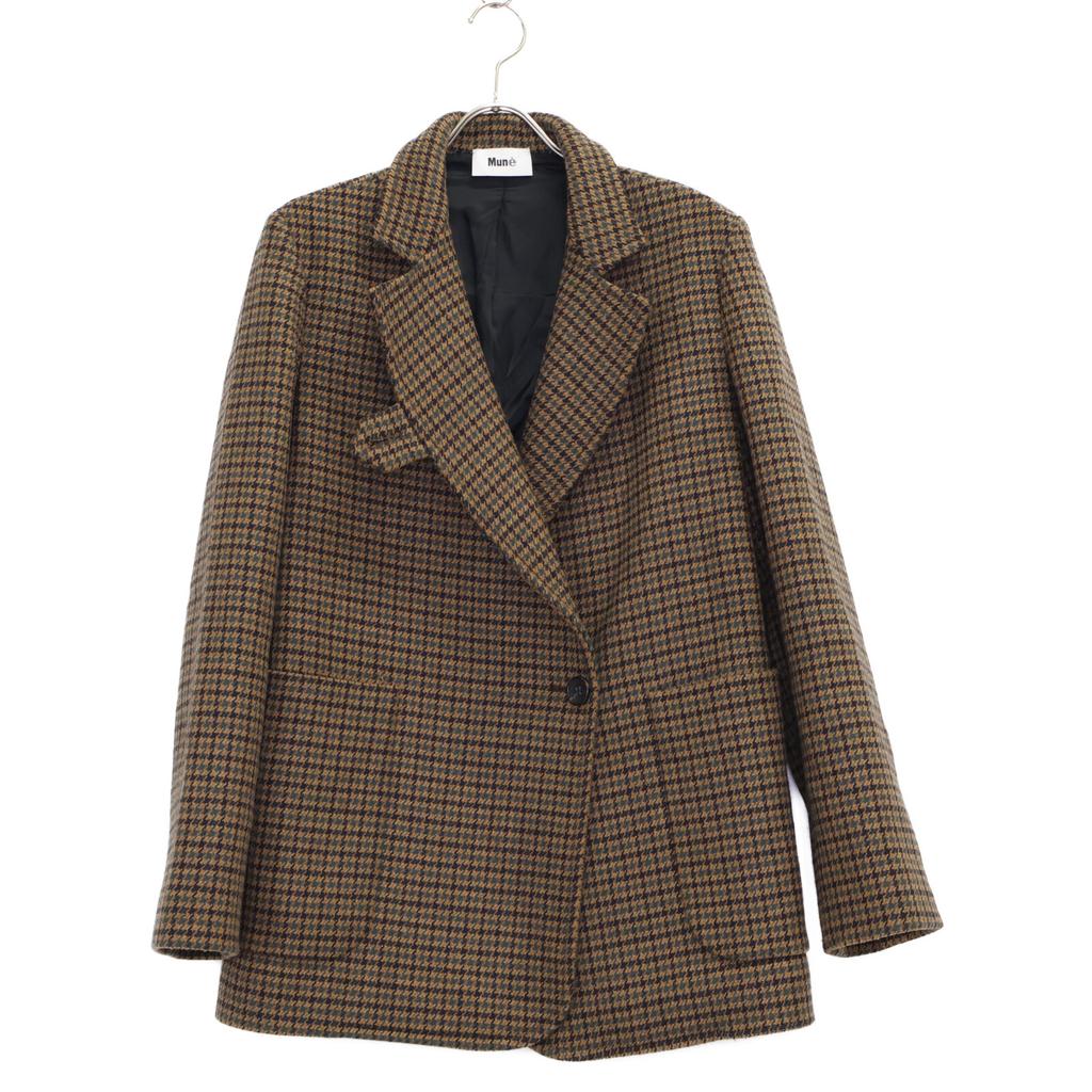 Mun Brown Houndstooth Wool Coat coat 36 BrownUsed