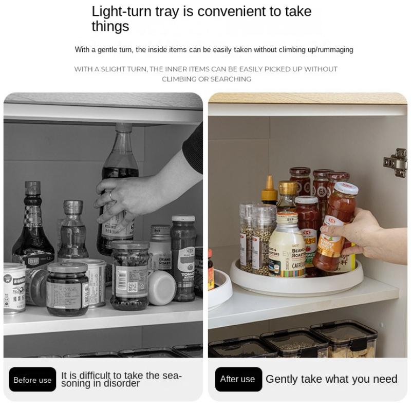 360 Rotatable Anti Sliding Kitchen Condiment Rotatable Storage Rack Tableware Cabinet Round Multi Functional